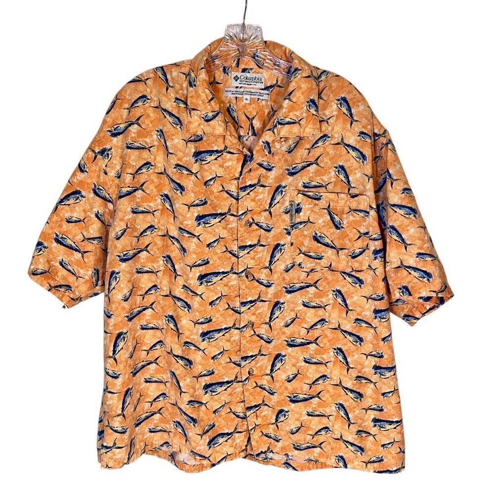 Columbia Sportswear Company Men's XL Shirt Mahi-Mahi All-Over-Print Multicolor